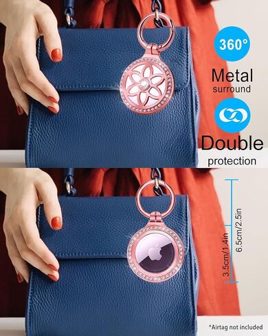 Airtag Holder, Metal Badge Rhinestone Airtag Keychain case, 360 ° sturdy protection Airtag key chain, Air tag key chain compatible Apple Airtag in Saudi Arabia