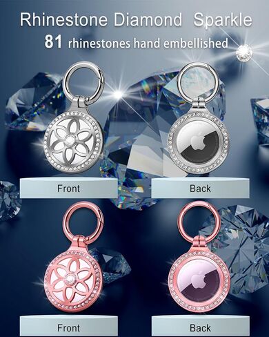 Airtag Holder, Metal Badge Rhinestone Airtag Keychain case, 360 ° sturdy protection Airtag key chain, Air tag key chain compatible Apple Airtag in Saudi Arabia