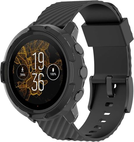AWINNER Case Compatible for Suunto 7 GPS Sports Smart Watch,Shock-Proof and Shatter-Resistant Protective TPU Frame Full Cover (Black) in Saudi Arabia