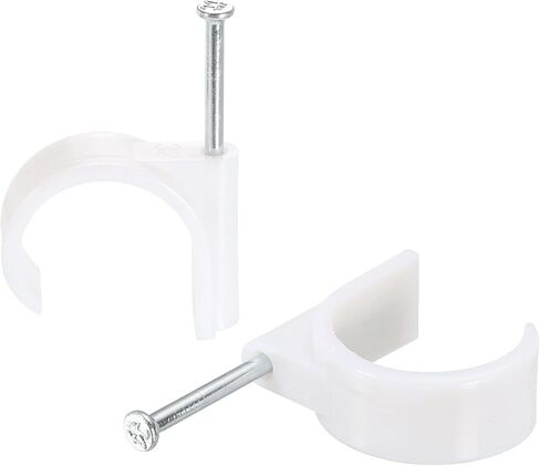 uxcell Round Cable Clips, 30mm 24 Pcs PVC Cord Management with Carbon Steel Nail for Home Wires Cables, White in Saudi Arabia