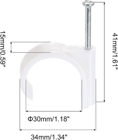 uxcell Round Cable Clips, 30mm 24 Pcs PVC Cord Management with Carbon Steel Nail for Home Wires Cables, White in Saudi Arabia