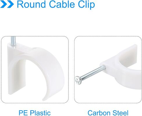 uxcell Round Cable Clips, 30mm 24 Pcs PVC Cord Management with Carbon Steel Nail for Home Wires Cables, White in Saudi Arabia