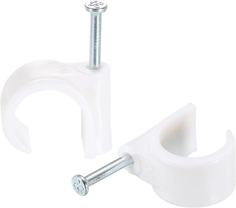 uxcell Round Cable Clips, 30mm 24 Pcs PVC Cord Management with Carbon Steel Nail for Home Wires Cables, White in Saudi Arabia