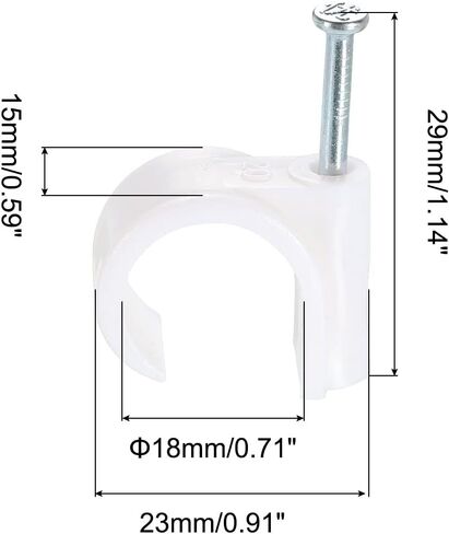 uxcell Round Cable Clips, 30mm 24 Pcs PVC Cord Management with Carbon Steel Nail for Home Wires Cables, White in Saudi Arabia