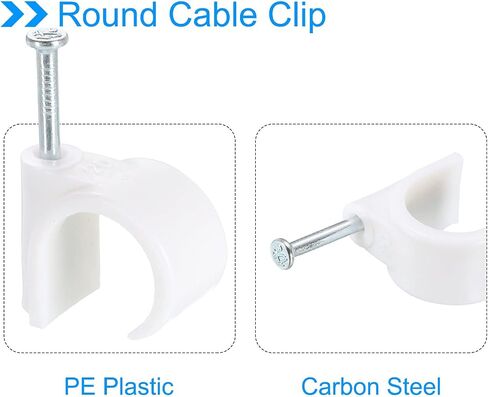 uxcell Round Cable Clips, 30mm 24 Pcs PVC Cord Management with Carbon Steel Nail for Home Wires Cables, White in Saudi Arabia