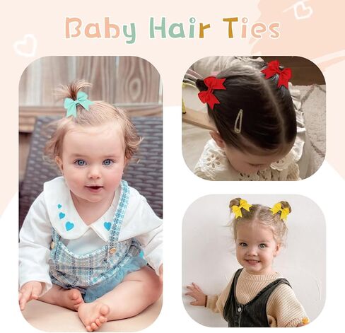 OAOLEER 40PCS 2 Inches Baby Hair Ties, Toddler Hair Ties with Bows, Elastic Ponytail Holders Mini Small For Baby Girls Infants in Saudi Arabia