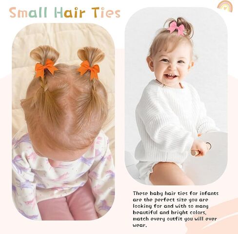 OAOLEER 40PCS 2 Inches Baby Hair Ties, Toddler Hair Ties with Bows, Elastic Ponytail Holders Mini Small For Baby Girls Infants in Saudi Arabia