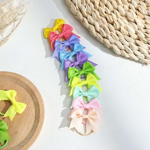 OAOLEER 40PCS 2 Inches Baby Hair Ties, Toddler Hair Ties with Bows, Elastic Ponytail Holders Mini Small For Baby Girls Infants in Saudi Arabia