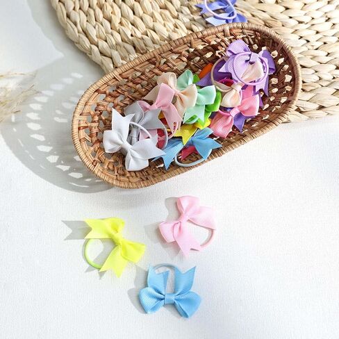 OAOLEER 40PCS 2 Inches Baby Hair Ties, Toddler Hair Ties with Bows, Elastic Ponytail Holders Mini Small For Baby Girls Infants in Saudi Arabia