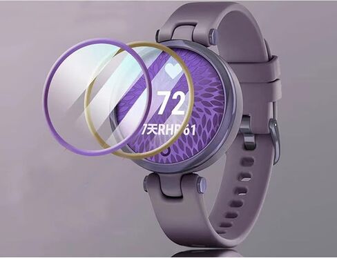 واقي شاشة لـ Garmin Lily 2 / Lily 2 Classic، تغطية كاملة بإطار حافة منحنية ثلاثية الأبعاد، طبقة شفافة عالية الدقة مضادة للخدش لساعة Garmin Lily 2 / Lily 2 الكلاسيكية الذكية (ذهبي + أرجواني) in Saudi Arabia