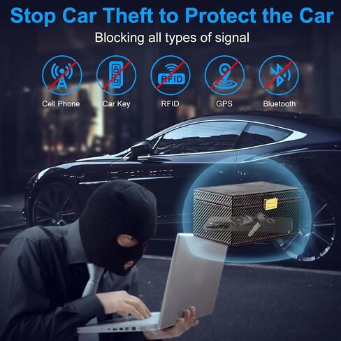 CAR Anti Theft Faraday Box with 2 Pouches for Car Key Fob, RFID Blocker Box Fits For 7-10 Key Fobs,RFID Signal Blocking Storage Box For Cell Phones, Keyless Entry Car Key Safe Protector Cover in Saudi Arabia
