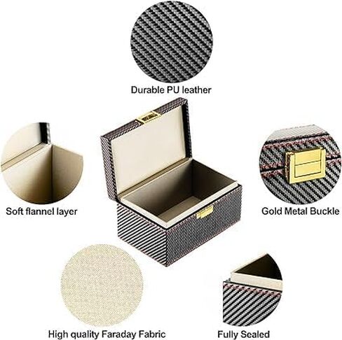 CAR Anti Theft Faraday Box with 2 Pouches for Car Key Fob, RFID Blocker Box Fits For 7-10 Key Fobs,RFID Signal Blocking Storage Box For Cell Phones, Keyless Entry Car Key Safe Protector Cover in Saudi Arabia
