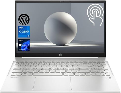 كمبيوتر محمول HP Newest Pavilion i7 مقاس 15.6 بوصة، شاشة لمس FHD، Intel Core i7-1360P، ذاكرة الوصول العشوائي 16 جيجابايت، 512 جيجابايت PCIe SSD، قارئ بصمات الأصابع، لوحة مفاتيح بإضاءة خلفية، كاميرا ويب، Wi-Fi 6، HDMI، Windows 11 Pro، أبيض in Saudi Arabia