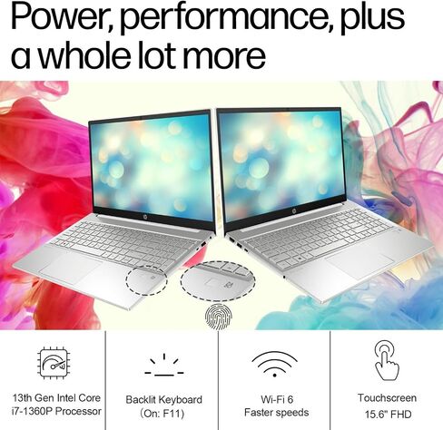 كمبيوتر محمول HP Newest Pavilion i7 مقاس 15.6 بوصة، شاشة لمس FHD، Intel Core i7-1360P، ذاكرة الوصول العشوائي 16 جيجابايت، 512 جيجابايت PCIe SSD، قارئ بصمات الأصابع، لوحة مفاتيح بإضاءة خلفية، كاميرا ويب، Wi-Fi 6، HDMI، Windows 11 Pro، أبيض in Saudi Arabia