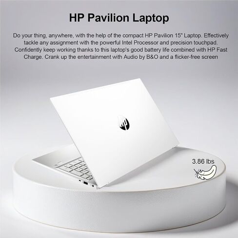 كمبيوتر محمول HP Newest Pavilion i7 مقاس 15.6 بوصة، شاشة لمس FHD، Intel Core i7-1360P، ذاكرة الوصول العشوائي 16 جيجابايت، 512 جيجابايت PCIe SSD، قارئ بصمات الأصابع، لوحة مفاتيح بإضاءة خلفية، كاميرا ويب، Wi-Fi 6، HDMI، Windows 11 Pro، أبيض in Saudi Arabia