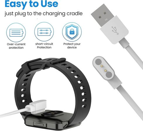 شاحن بديل متوافق مع كابل شاحن الساعة الذكية TOZO S3/S4 بطول 1.9 قدم USB سلك شحن مغناطيسي لشاحن الساعة TOZO S3 (أبيض وأبيض) in Saudi Arabia