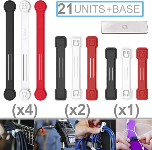 حافظة سلك - 3 صغيرة، 6 كبيرة، 12 XL و1 مجموعة منظم كابلات مغناطيسية - منظم سلك الشحن، إدارة الكابلات، سماعات الرأس، USB، الأجهزة المنزلية، شاحن - حاصل على براءة اختراع - (ألوان متنوعة) in Saudi Arabia