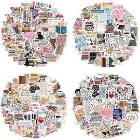 200PCS Book Reading Stickers Waterproof Book Stickers for Kindle Cup Cell Phone Tablet Computer Decoration Adult Booktop Stickers for Laptop Book Lover Gift Accessories