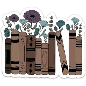(3PCs) Floral Bookshelf Book Lovers Sticker, Bookish Bookshelf Decals Vinyl Waterproof Bookworm Stickers for Kindle Tablet Laptop Water Bottle Phone Case, Reading Stickers (3 Inches)