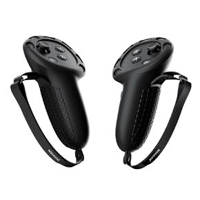 Nsiucion Controller Grips Cover for Meta Quest 3, Silicone Covers Protector with Adjustable Knuckle Straps, VR Accessories (1 Pair Black)