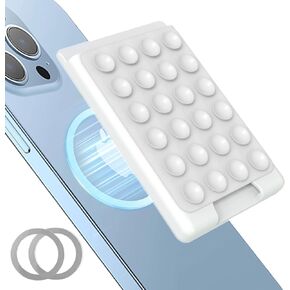 Magnetic Suction Phone Card Holder Mount for MagSafe, Phone Wallet, Compatible with iPhone MagSafe Phone Case, Hands-Free Mirror Shower Phone Holder Accessory for TikTok Videos, Selfies, White