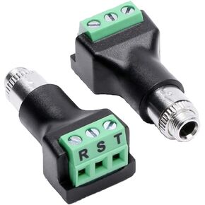 3.5mm Stereo Female Terminal Block Panel Mount Connector 2 Pack