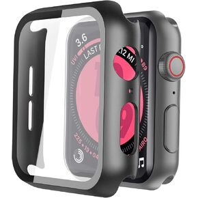 [2 Pack] Roity 40mm Case Built in Tempered Glass Screen Protector Compatible for Apple Watch Series 6 SE Series 5 Series 4 40mm, Ultra-Thin Shockproof Hard PC Full Protective Cover for iWatch, Black