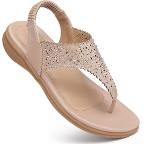 SHIBEVER Flat Sandals For Women Dressy: Comfortable Summer - Soft Rhinestone Flats Sandal