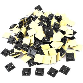 uxcell 1000 Pcs Black Self Adhesive Cable Tie Mount Base 20mm x 20mm