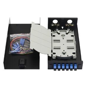 SC-SM 6 Simplex 6 Port Wall Mount Fiber Enclosure with Splice Tray Singlemode SC-UPC Kit (includes 1.2 Meter Pigtail and 6PC Coupler)