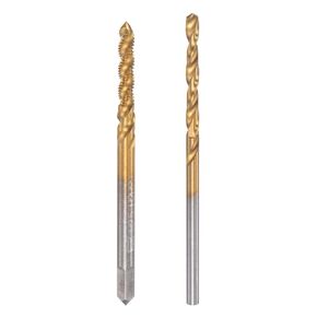 uxcell M2.5 x 0.45 Spiral Flute Tap and 2.1mm Twist Drill Bit Set, Metric Titanium Plated 6542 High Speed Steel Machine Threading Screw Thread Tap Drilling Tool