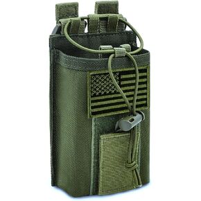 Molle Radio Pouch Holster Tactical Holder Duty Belt Accessories Military Heavy Bag for Two Ways Walkie Talkies Adjustable Storage with 1 Pack Patch