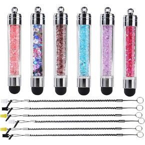 6 Pack XRONG Colors Crystal Capacitive Mini Stylus Universal Touch Screen Pen for iPhone7 5s 6s, Samsung Galaxy s5 s4, Smartphones, iPad, iPods, S10,S10+,S10e,S9,S9P,Note9,XR,XS MAX iPhone11 Pro XS XR