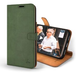 Snakehive iPhone 14 Pro Max Leather Case | Genuine Leather Wallet Phone Case with Card Holder | Flip Folio Case/Cover with Stand | Compatible with iPhone 14 Pro Max | (Black)