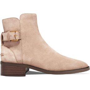 Coutgo Womens Ankle Boots Low Heel Chunky Stacked Pointed Toe Booties Buckle Strap Western Shoes