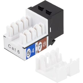 NavePoint CAT6 Keystone Jack, Snap-in, 90-Degree Termination, Thermoplastic, Black, 15-Pack, CE Compliant