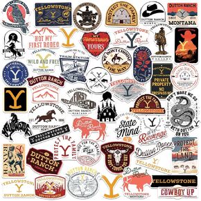Yellowstone 50CT Sticker Pack Large Deluxe Stickers Variety Pack - Laptop, Water Bottle, Scrapbooking, Tablet, Skateboard, Indoor/Outdoor - Set of 50