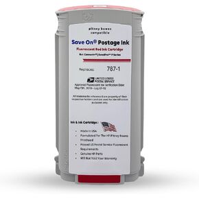 Save On Postage Ink Compatible PB 787-1 Red Postage Machine Ink - Cartridge for Sendpro P/Connect+ Series Mailing System, 787-1 Extra High Yield Red Ink Cartridge - Postage Meter Cartridge