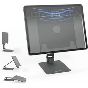 Plugable Magnetic Tablet Holder for iPad Pro 12.9 (3rd/4th/5th/6th Gen) iPad Air 13 (M2) MagSafe Magnetic iPad Stand, Portable Foldable 360° Rotating Stand (AMS-STAND13)