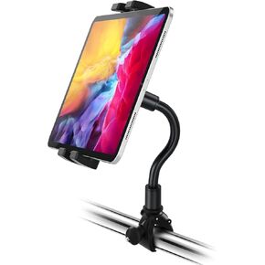 حامل الكمبيوتر اللوحي Spin Bike، حامل الجهاز اللوحي بمقود Gooseneck ودراجة تمرين بيضاوية الشكل لجهاز iPad Pro 9.7 10.5 11، iPad Air Mini، iPhone 15 Pro Max والهواتف والأجهزة اللوحية 4-12.9 بوصة