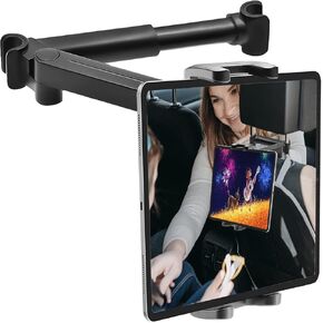 Car Headrest Tablet Mount Holder Stretchable Car Backseat Tablets Stand for Kids Compatible with iPad Pro 12.9 10.5 9.7 Air Mini, Galaxy Tab, Kindle Fire HD, etc. 4-13 in Tablets and Phones