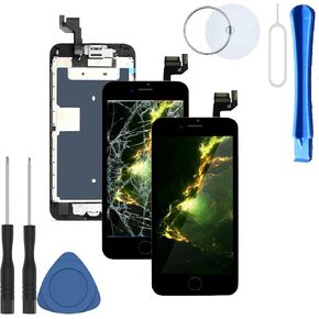 Compatible with iPhone 6s Screen Replacement Black LCD Touch Digitizer Complete Display with Home Button Proximity Sensor Ear Speaker Front Camera and Free Repair Tool