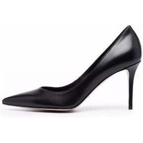 LINMUYOUJIA Autumn Black Suede Pumps high Heels Pointed Toe Leather Pumps Slip on Shoes Stiletto Heels Sheepskin Lining Party Prom Evening Dance Shoes for Women 3.9 Inches