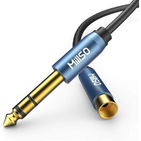 MillSO 1/4" Stereo Phone Screw-On Adapter with Cable TRS 1/4'' Male to 1/8'' Female Stereo Headphone Adapter for Stereo System to Audio Technica Headphone Jack Adapter