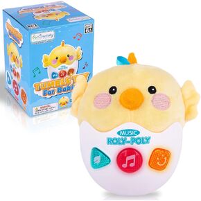 ArtCreativity Light Up Tummy Time Wobble Toy - Cute Baby Wobble Toy with Lights, Sounds, Music, Nursery Rhymes, and Wobbling Motion - Roly Poly Musical Toy for Babies 6-12 Months - Tummy Time Toy