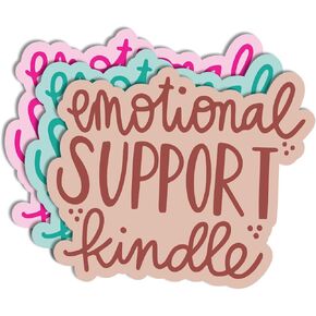 | Emotional Support Kindle Stickers (3 Pcs) - Strong Adhesive, Cute Kindle Sticker Pack. Size - Terracotta, Turquoise & Pink Kindle Stickers
