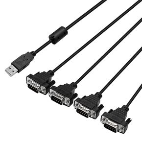 UOTEK USB to 4-Port 9-Pin RS-232 Cable Converter, 4.9FT USB V2.0 to DB9 RS232 Serial Adapter Gold Plated for Win 10/8.1/8/7/Vista/XP/Mac UT-8814