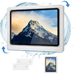 Shower Tablet Holder with Anti-Fog&HD Touchscreen, Ultralight Waterproof iPad shower Mount, Shower iPad Holder with 2 Wall Stickers, Compatible with iPad Tablet iPhone Under 11'', White in Saudi Arabia