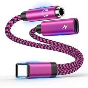 محول سماعة رأس وشاحن Samsung S24 USB C إلى 3.5 ملم، 2 في 1 USB C إلى AUX Mic Jack 60W شحن سريع لهاتف Samsung Galaxy S23 FE/Ultra S22 S21 A15، Google Pixel 8a 8 7 Pro 6، ستيريو، سماعات الأذن، iPad in Kuwait