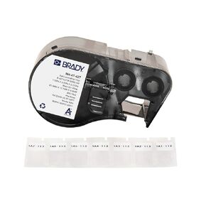 Brady Authentic (M4-47-427) Self-Laminating Vinyl Wrap Around Labels 0.5"H x 1"W Black on White, Clear, 360 Labels. for use with The BMP41, BMP51, and M511 Label Printers